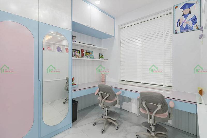 Thiết kế tối giản với gam màu pastel tạo nên không gian tươi sáng và năng động.