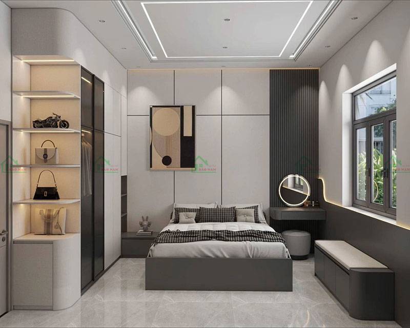 Phòng ngủ chung cư hiện đại với thiết kế tinh tế và nội thất đa năng