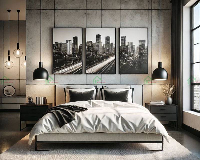 Thiết kế phòng ngủ chung cư hiện đại phong cách Industrial
