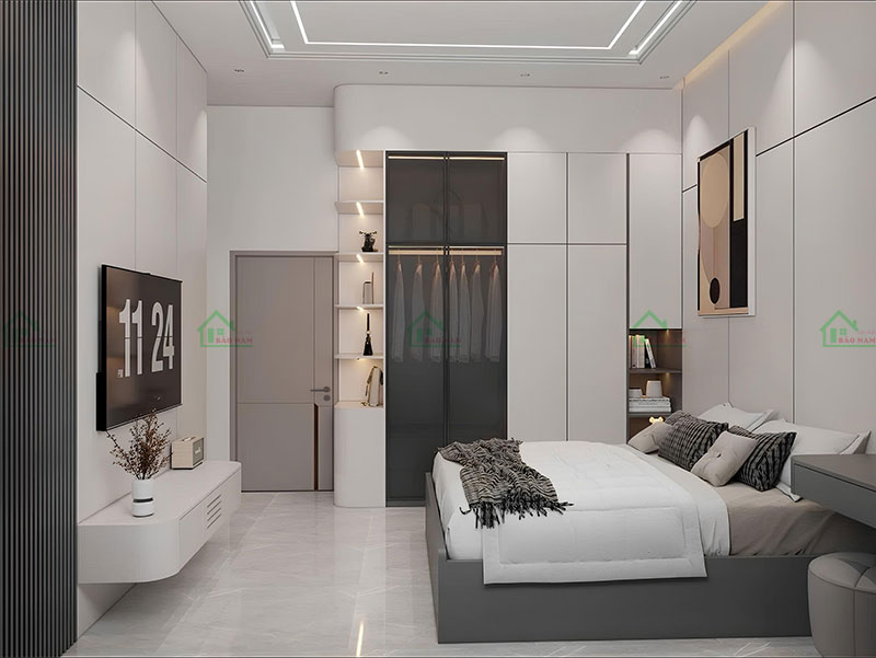 Phòng ngủ thiết kế hiện đại, dễ dàng kết hợp với các yếu tố từ phong cách khác, tạo nên dấu ấn riêng biệt.