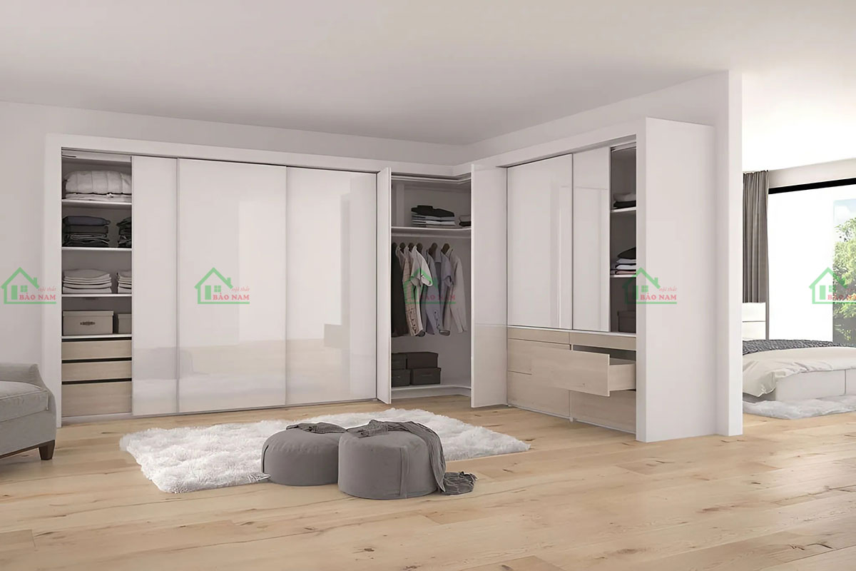 Tủ áo gỗ MDF đặt làm theo yêu cầu, bố trí ngăn tủ khoa học