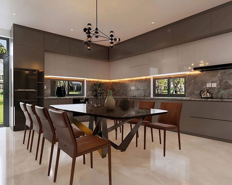 Mẫu thiết kế bếp hiện đại, tích hợp đầy đủ tiện nghi, không gian ăn uống thoải mái. Mẫu thiết kế bếp hiện đại, tích hợp đầy đủ tiện nghi, không gian ăn uống thoải mái.