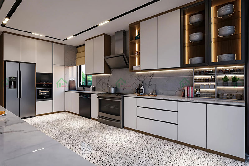 Tủ bếp thiết kế tối ưu, tích hợp các thiết bị chức năng, tiện lợi Tủ bếp thiết kế tối ưu, tích hợp các thiết bị chức năng, tiện lợi