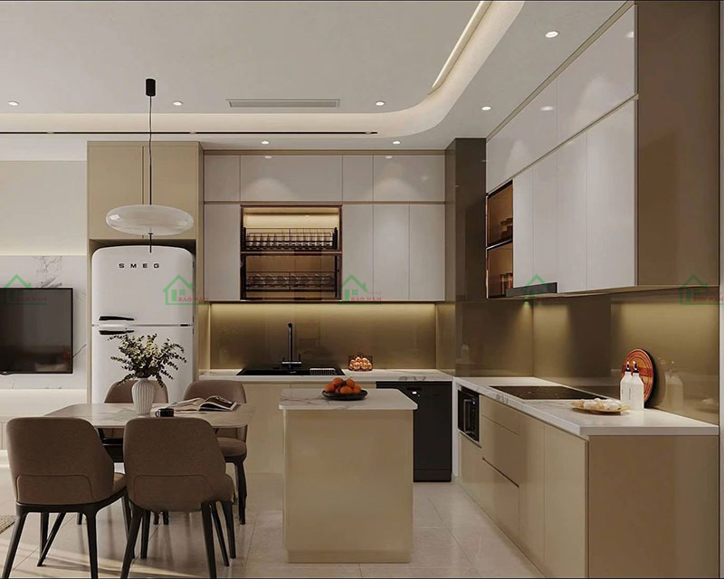 Tủ bếp hiện đại chung cư thiết kế đẹp, tinh tế và tiết kiệm không gian