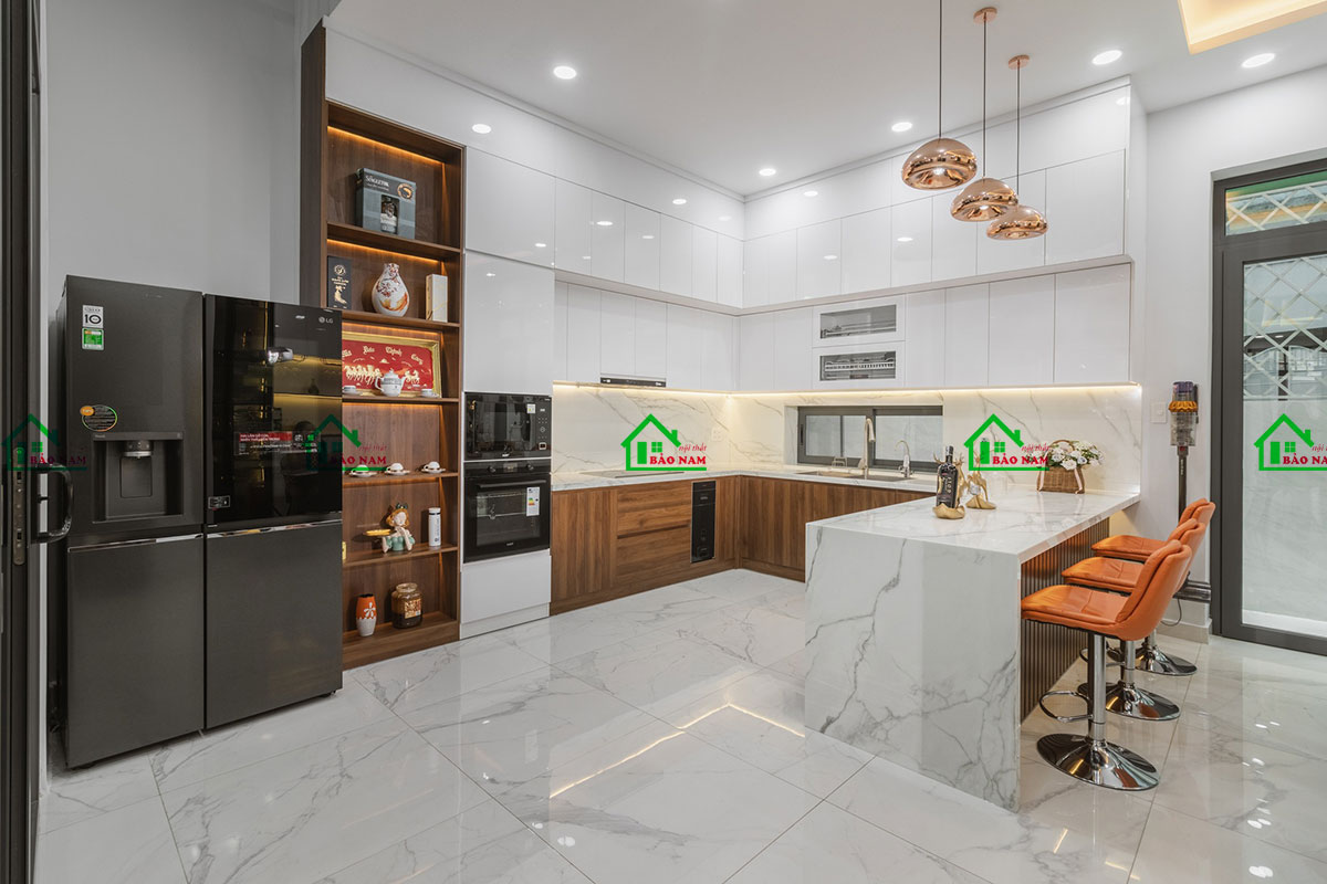 Mẫu tủ bếp chữ G hiện đại, đẹp