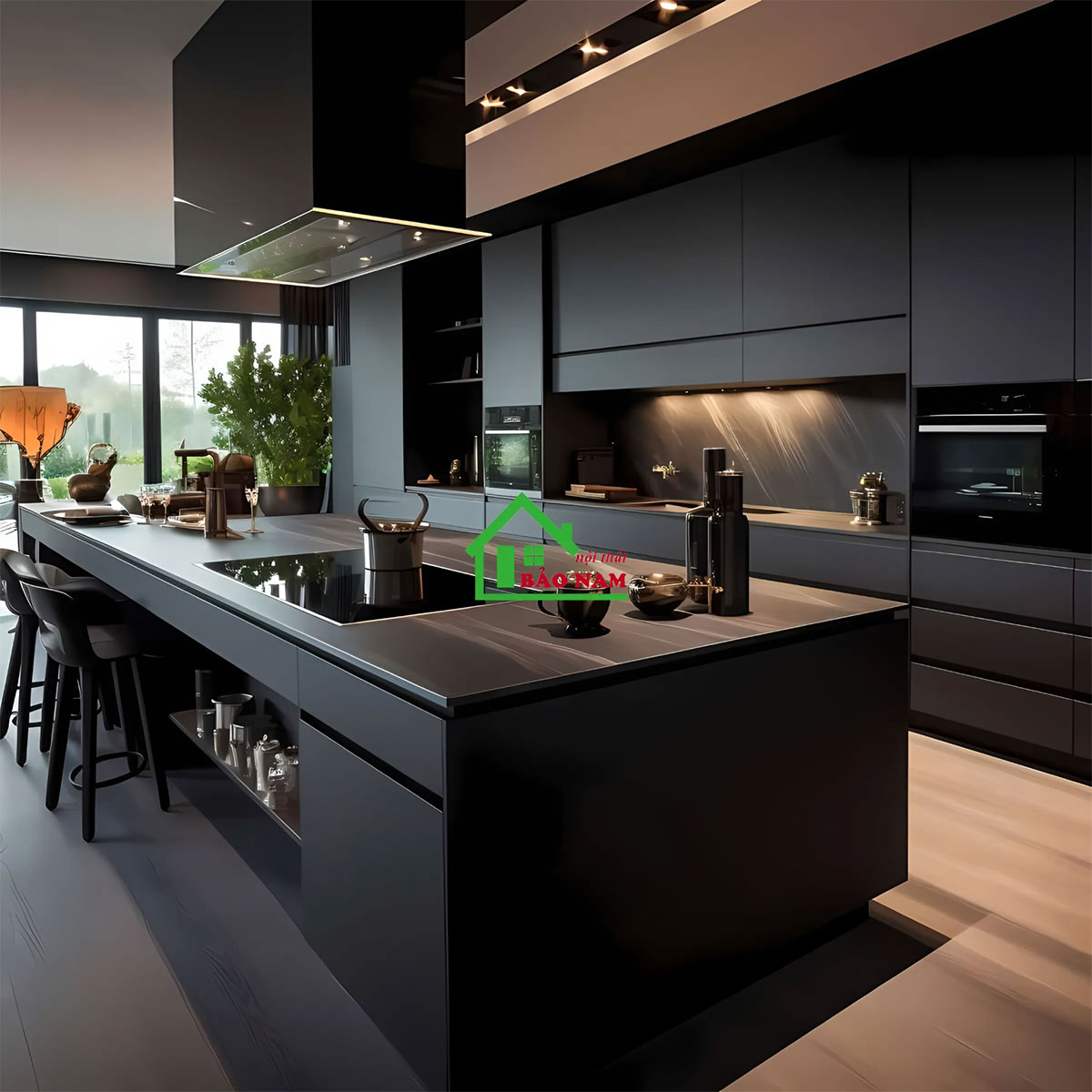 Mẫu tủ bếp hiện đại giá rẻ phong cách tối giản