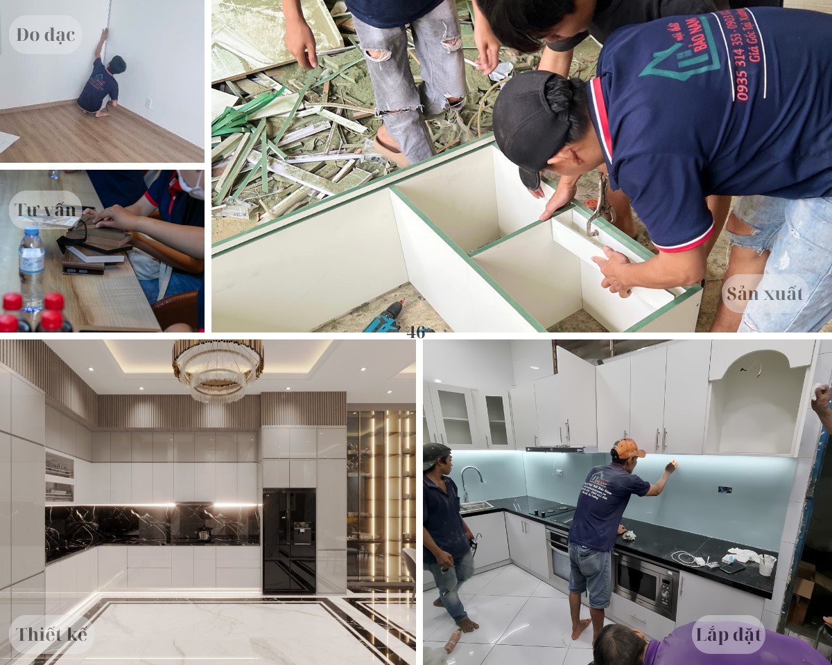 Quá trình thi công tủ bếp Laminate chuyên nghiệp, nhanh chóng tại TP.HCM