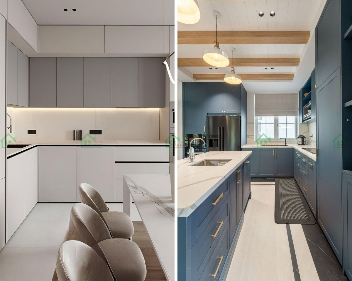 So sánh 2 kiểu thiết kế tủ bếp Laminate phổ biến