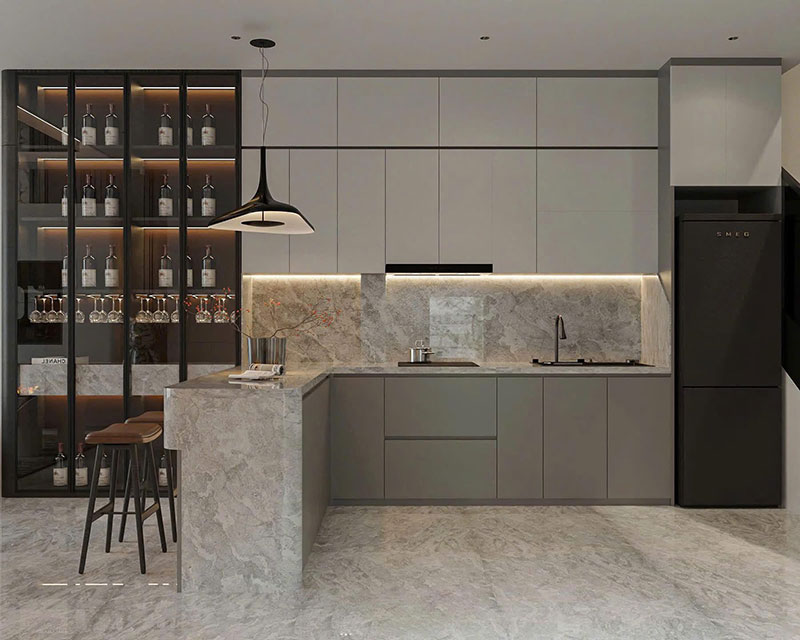 Tủ bếp Melamine hiện đại – bền, đẹp, giá xưởng