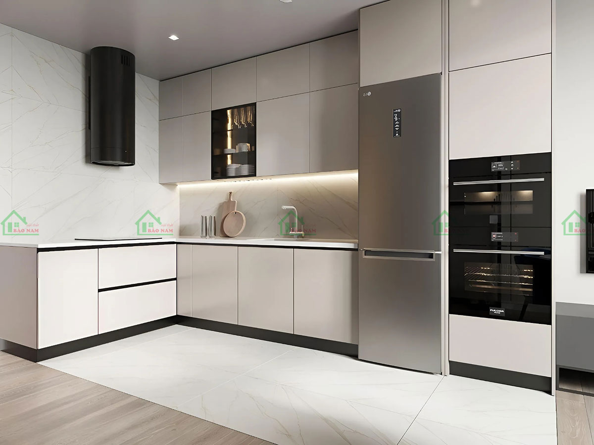 Tủ bếp Melamine An Cường hiện đại, đẹp chất lượng cao