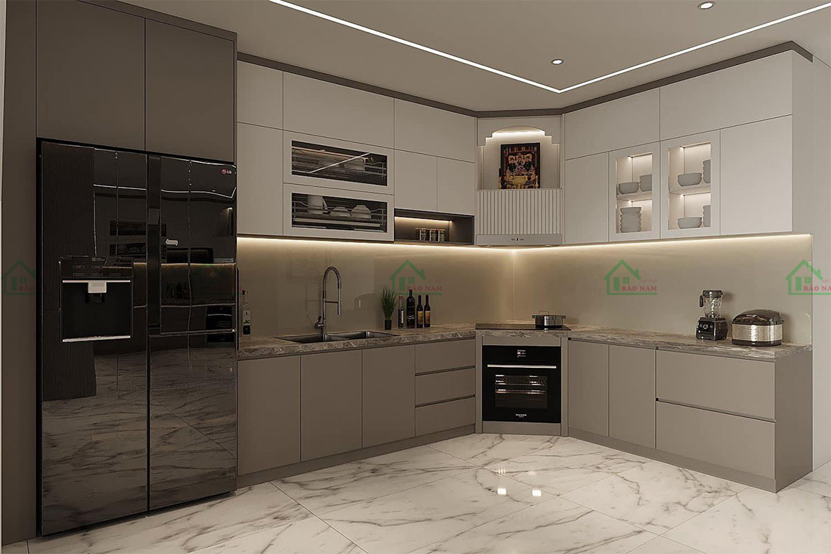 Thi công tủ bếp nhựa Laminate WPB An Cường cao cấp