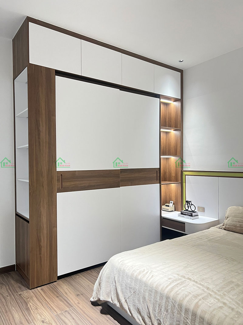 Mẫu tủ quần áo cánh trượt hiện đại bàn giao thực tế cho khách hàng của Nội Thất Bảo Nam