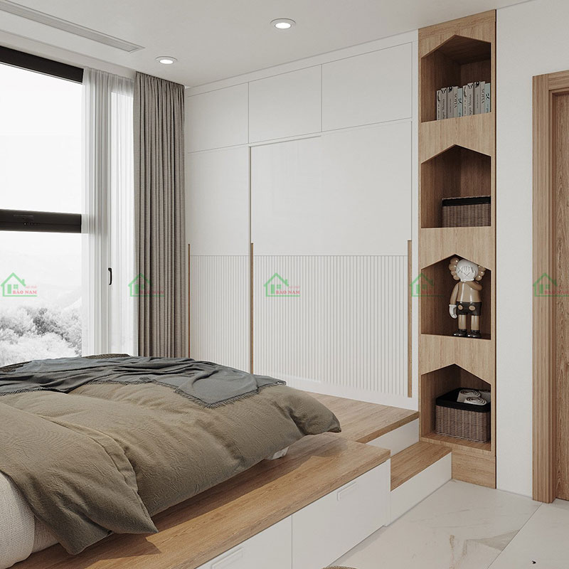 Tủ quần áo cánh trượt phong cách Scandinavian tối giản tinh tế, màu sáng nhẹ nhàng