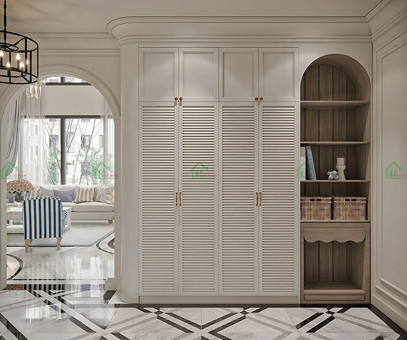 Thi công tủ quần áo gỗ sồi phong cách Bắc Âu