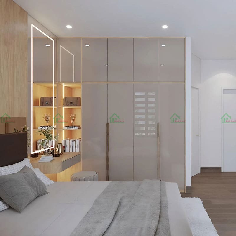 Thiết kế tủ áo âm tường sang trọng và hiện đại