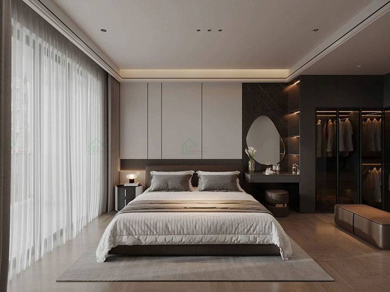Giường ngủ kê hợp lý, không gian nghỉ ngơi yên tĩnh